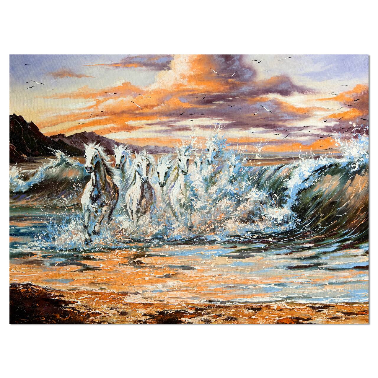 Designart - Horses from Waves - Animal Canvas Art Print
